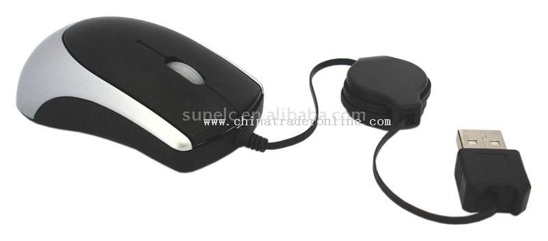 Mini Optical Mouse with the Retractable Cable from China