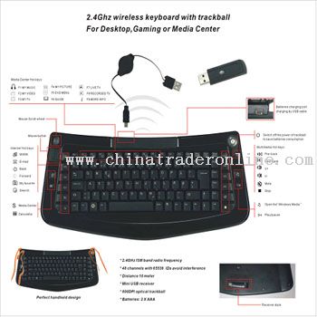 2.4G Wireless Trackball Keyboard from China