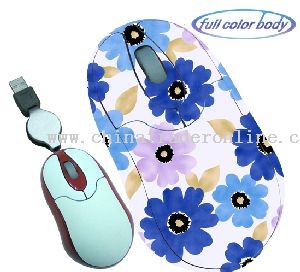 Mini Optical Mouse with Retractable Wire from China