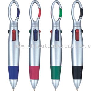 4-colors pen with carabiner clip
