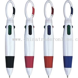 4-colors pen with carabiner clip