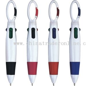 4-colors pen with carabiner clip from China