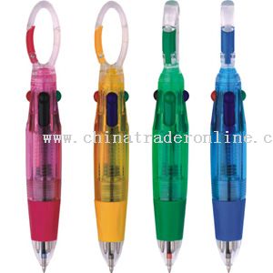 4-colors pen with carabiner clip from China