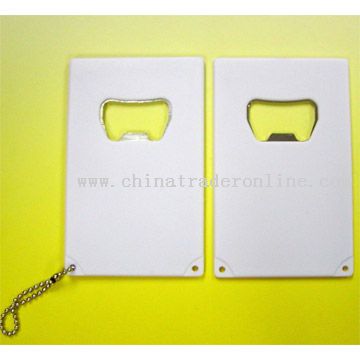 Credit card shaped bottle opener with ball chain from China