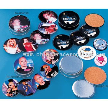 Tin Coasters and Tin Badge from China