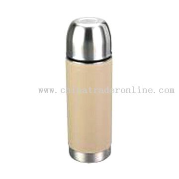 500ml Stainless Steel Vacuum Flask with PU Leather Wrapped from China