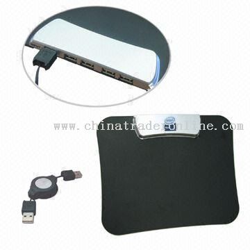 USB Hubs Mouse Pad with LED Light, Including USB Connect Cable & Logo Printing