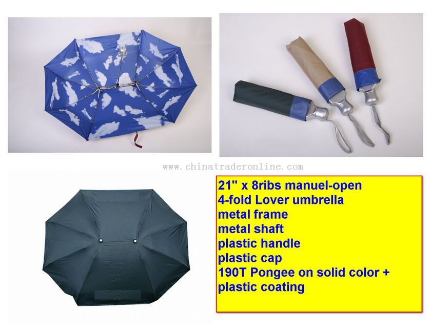 4-fold manuel douls person umbrella from China