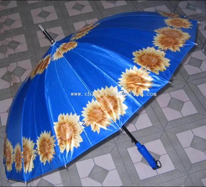 Straight umbrella with lamp
