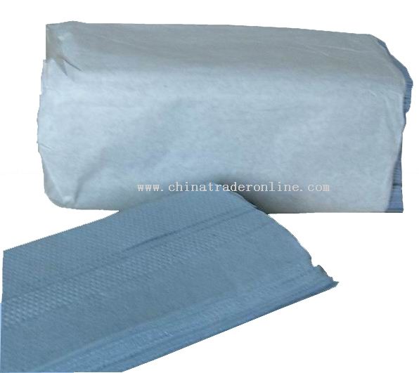 C-fold blue recycled hand towel from China