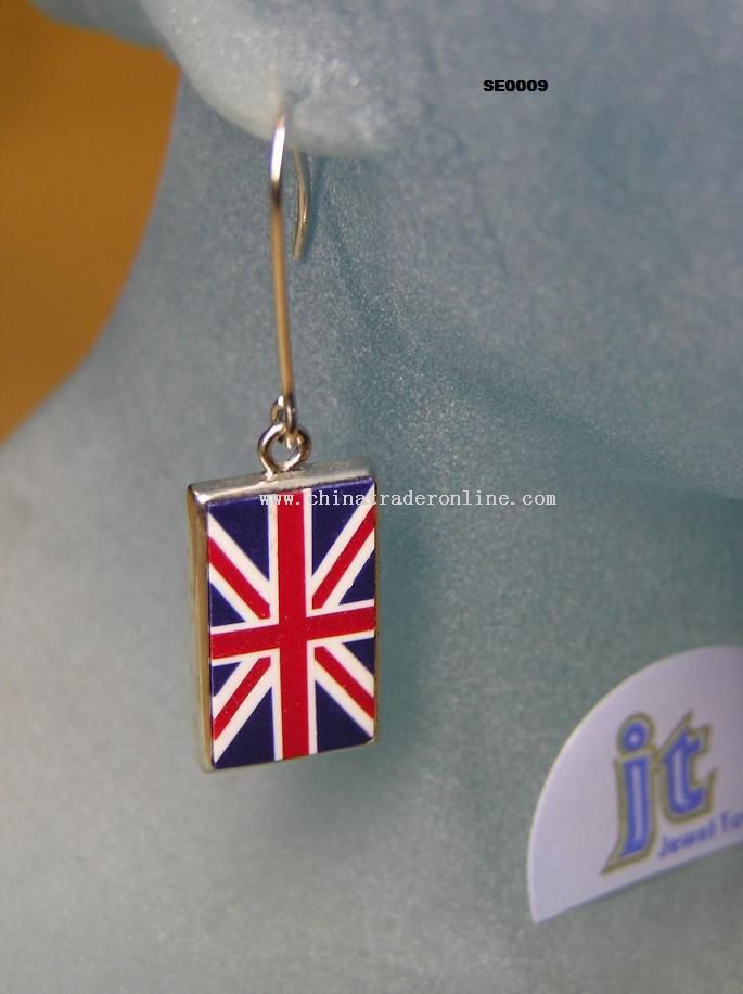 china flag button. British Flag Earring