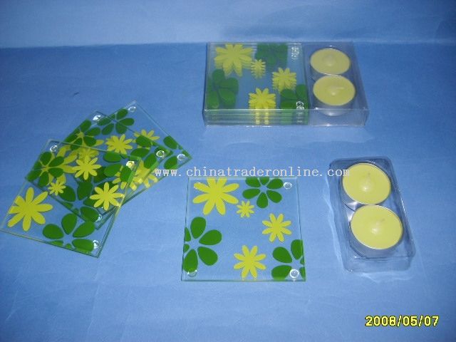 glass coaster with tea lights -promotion gift