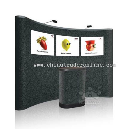 3-4 pop up display with fabric panel