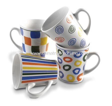 Coffee mugs in colourful design (0.25 litre) in a gift box, 4pc (D) from China