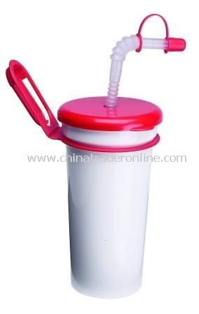 Drinks Cup with Cap, Clip and Straw from China