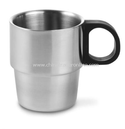 Mug (0.20 litre), double-walled, with black handle (D) from China