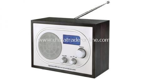 CLASSIC DARK WOODEN AM/FM RADIO ALARM CLOCK  AM/FM tuning radio with date, clock, alarm, sno from China