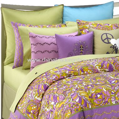 This duvet cover showcases a floral pattern in shades of pink, green, 