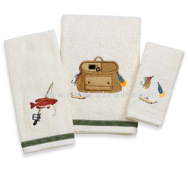 Bait N Tackle Bath Towels by Saturday Knight Limited, 100% Cotton from China