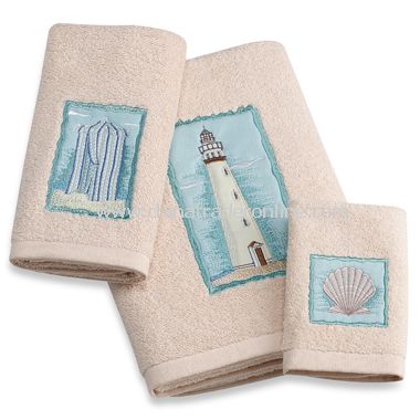 Coastal Collage Bath Towels, 100% Cotton