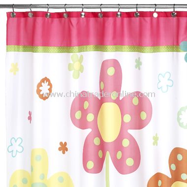 Dancing Flowers Fabric Shower Curtain from China