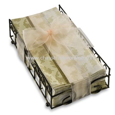 Foliole Cream Guest Towels with Caddy