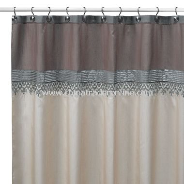 WHOLE HOME TWO-TONE DAMASK FABRIC SHOWER CURTAIN SHOWER CURTAINS