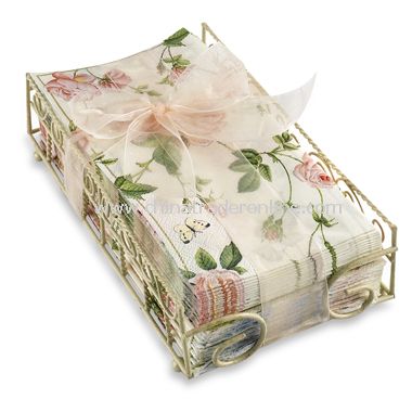 Rambling Rose Guest Towels with Caddy
