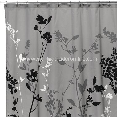 Reflections Gray Fabric Shower Curtain