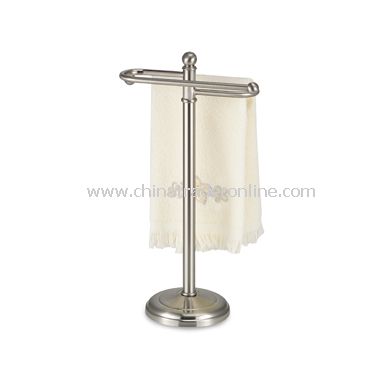 Satin Nickel Finish Towel Tree with Curved Arms
