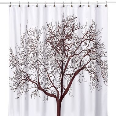 Tree Brown Fabric Shower Curtain from China