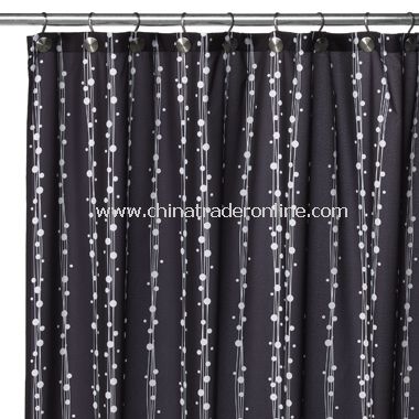 2-in-1 Bubbles on a String Fabric Shower Curtain - Black