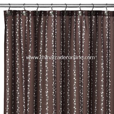 2-in-1 Bubbles on a String Fabric Shower Curtain - Coffee from China