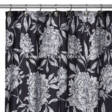 2-in-1 Peony Fabric Shower Curtain