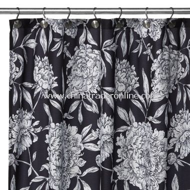 2-in-1 Peony Fabric Shower Curtain from China