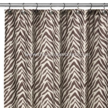 2-in-1 Zebra Fabric Shower Curtain - Brown/White from China