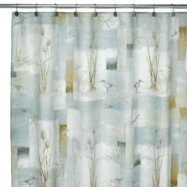 Blue Waters Fabric Shower Curtain from China