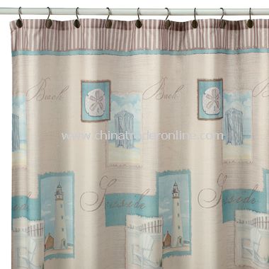 Coastal Collage Fabric Shower Curtain from China