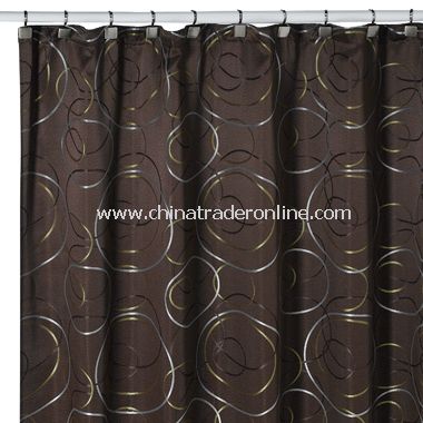 Eclipse Chocolate Fabric Shower Curtain from China