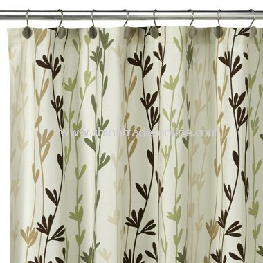 Eco Leaves Fabric Shower Curtain, 100% Cotton