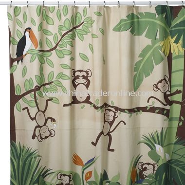 Monkeying Around Fabric Shower Curtain