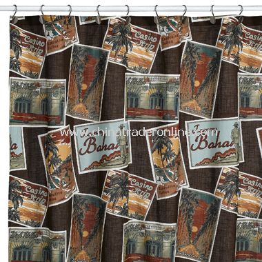 Postcards Fabric Shower Curtain by Tommy Bahama