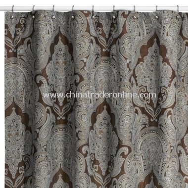 Royalton Chocolate Fabric Shower Curtain by Croscill