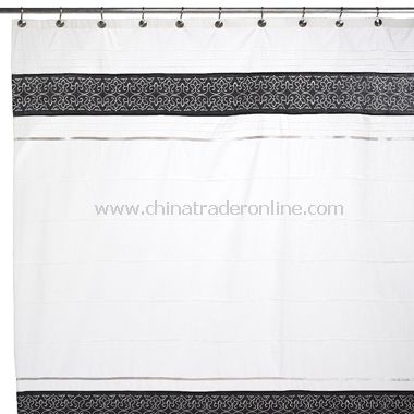 Springs Calista White Fabric Shower Curtain