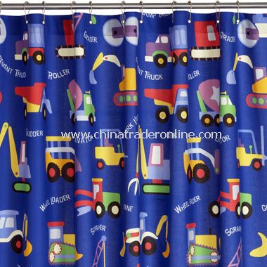 Under Construction Fabric Shower Curtain