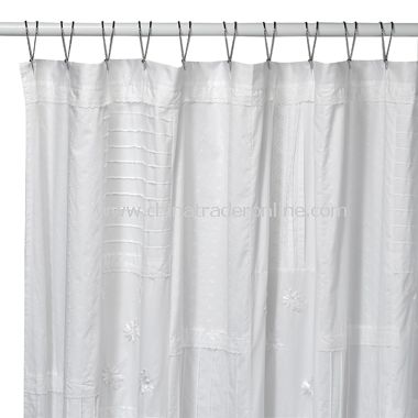 White Clover Fabric Shower Curtain