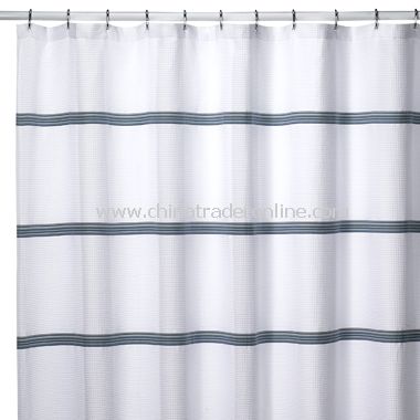 White Waffle Stripe Shower Curtain