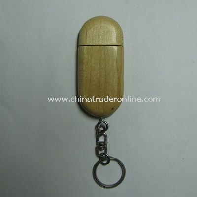 128MB Wood Flash Drive - Rounded
