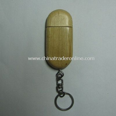 128MB Wood Flash Drive - Rounded from China