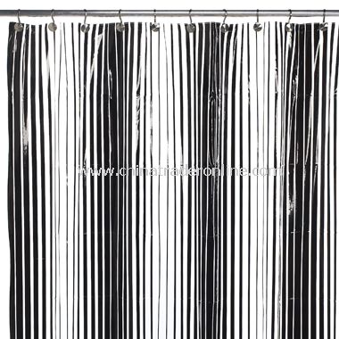 Graduated Lines Vinyl Shower Curtain - Black